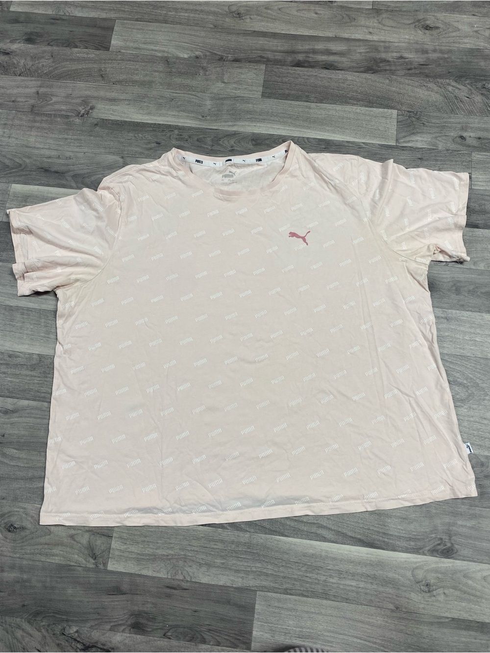 Puma Men’s Pale Pink All-Over Logo Short Sleeve Tee